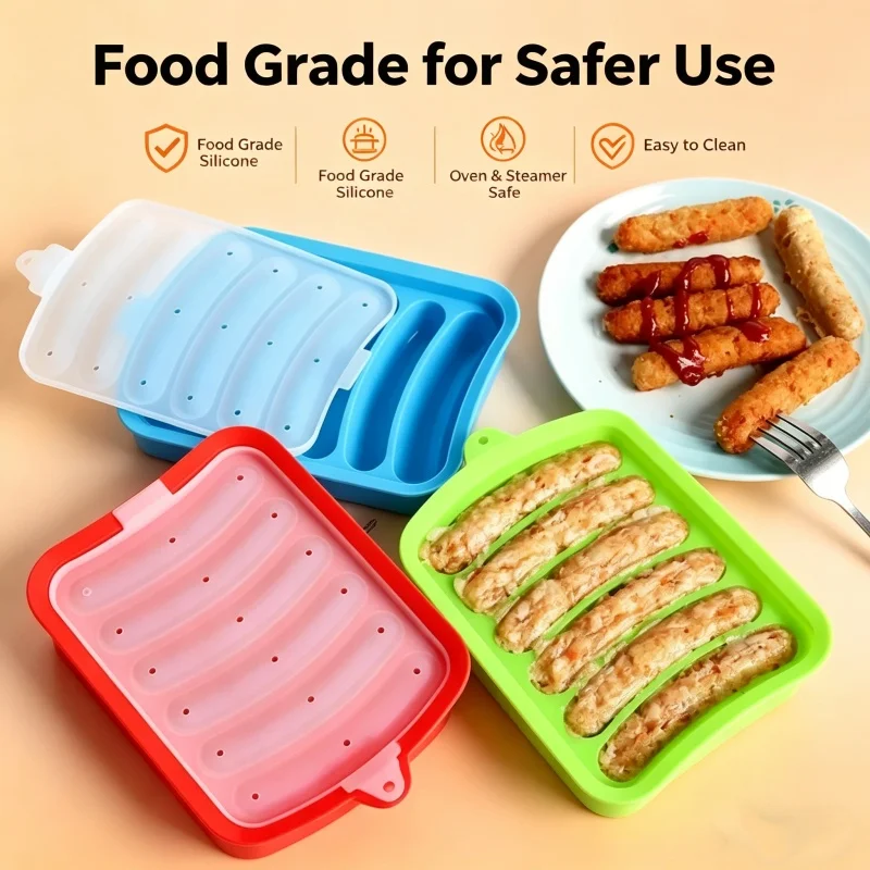 Baby Food Bites - Voedselveilige siliconen worstvorm met deksel, hittebestendig,