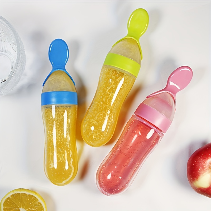 Baby Food Bites - Siliconen babyfles met lepel, 3oz voedseldoseerlepel,