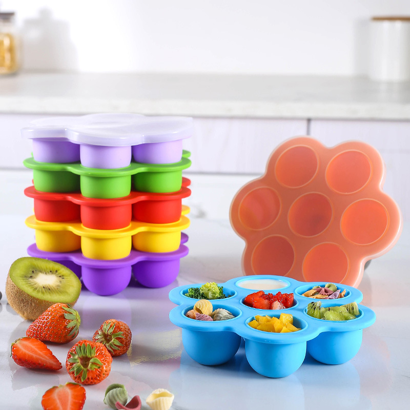 Baby Food Bites - 7-delige herbruikbare siliconen babyvoedingsvormpjes voor diepvries,